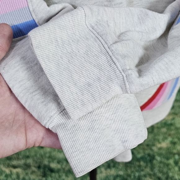 DEMOCRACY | COTTON BLEND CROPPED SLEEVE DOUBLE V NECKLINE SWEATSHIRT PUL… - Picture 11 of 16